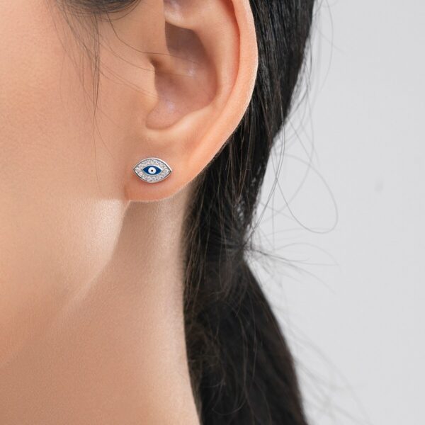 Blue Eye Earring , Enamel Palm Stud Earrings 925 Sterling Silver 🧿🧿 .