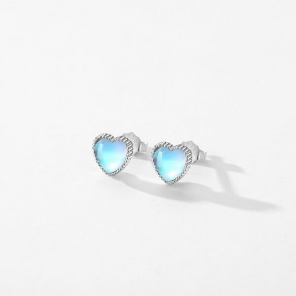 Hearts Earrings ,Real 925 Sterling Silver Charm Hearts Moonstone . - Image 2