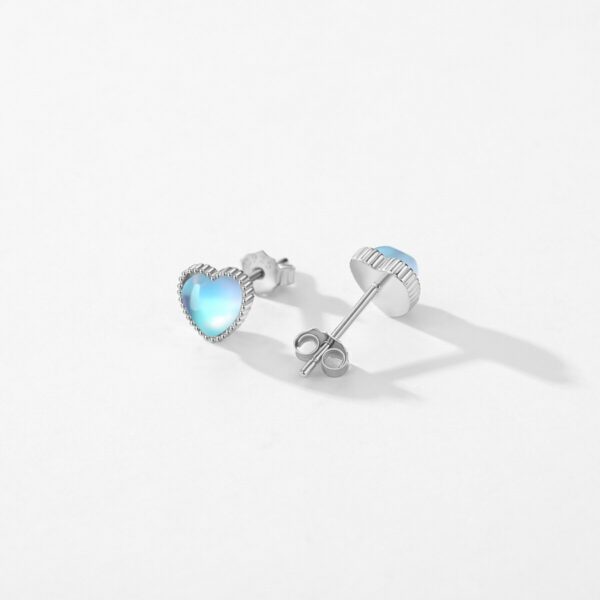 Hearts Earrings ,Real 925 Sterling Silver Charm Hearts Moonstone .