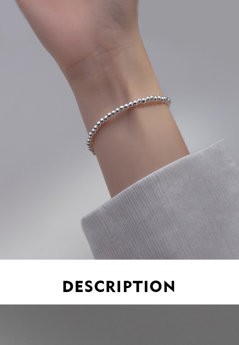 Simple Beads Bracelet ,925 Sterling Silver Simple Beads Stackable