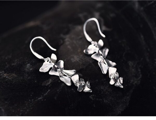 Triple Flowers Earrings,Real 925 Sterling Silver Original Handmade - Image 5