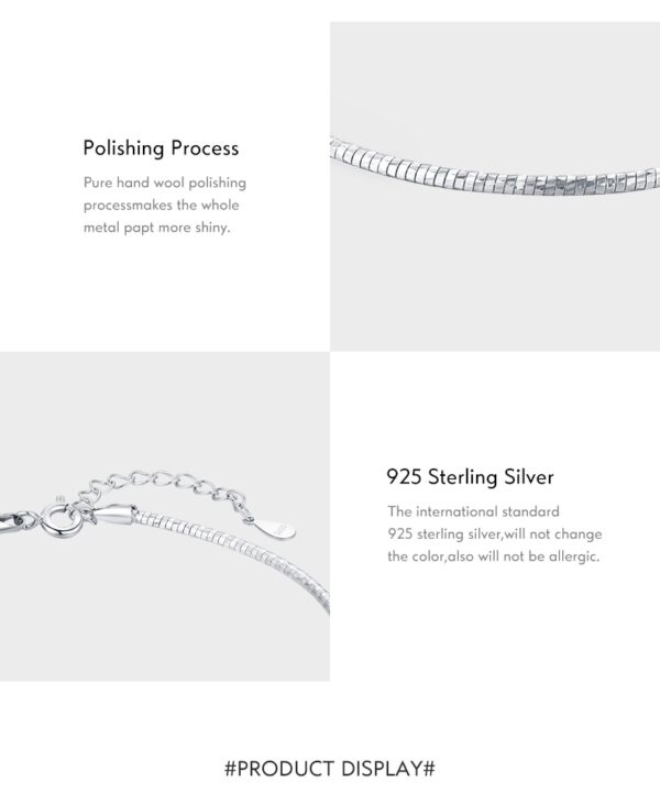 Snake Bracelet , Solid 925 Sterling Silver Classic Basic Snake Chain - Image 5