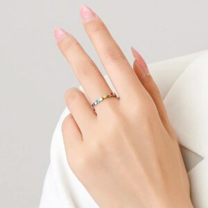 Heart Rings,925 Sterling Silver Delicate Stackable Rings Heart Star