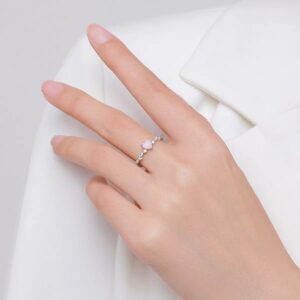 Crystal Rings , 925 Sterling Silver Elegant Pink Crystal Heart Finger