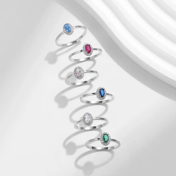 Rainbow Colorful Rings , Real 925 Sterling Silver Classic Elegant .