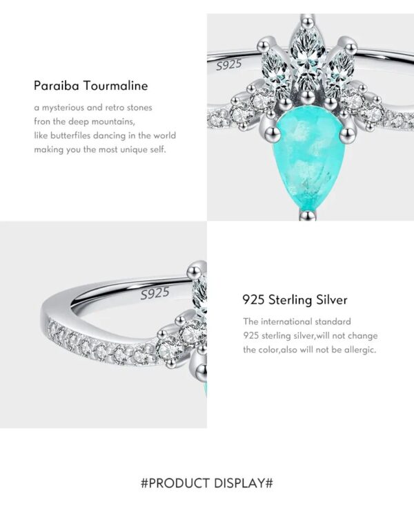 MODIAN Fashion 925 Sterling Silver Crown Finger Ring Paraiba Tourmaline Ring For Women Luxury Wedding Engagement Fine Jewelry - Image 4